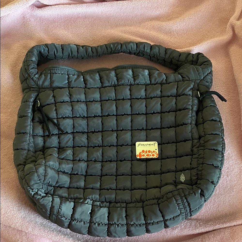 FP Movement by Free People Quilted Puffer Shoulder Bag in Charcoal Gray